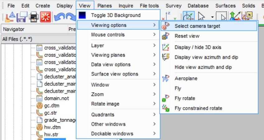 Enabling Point of Rotation in GEOVIA Surpac